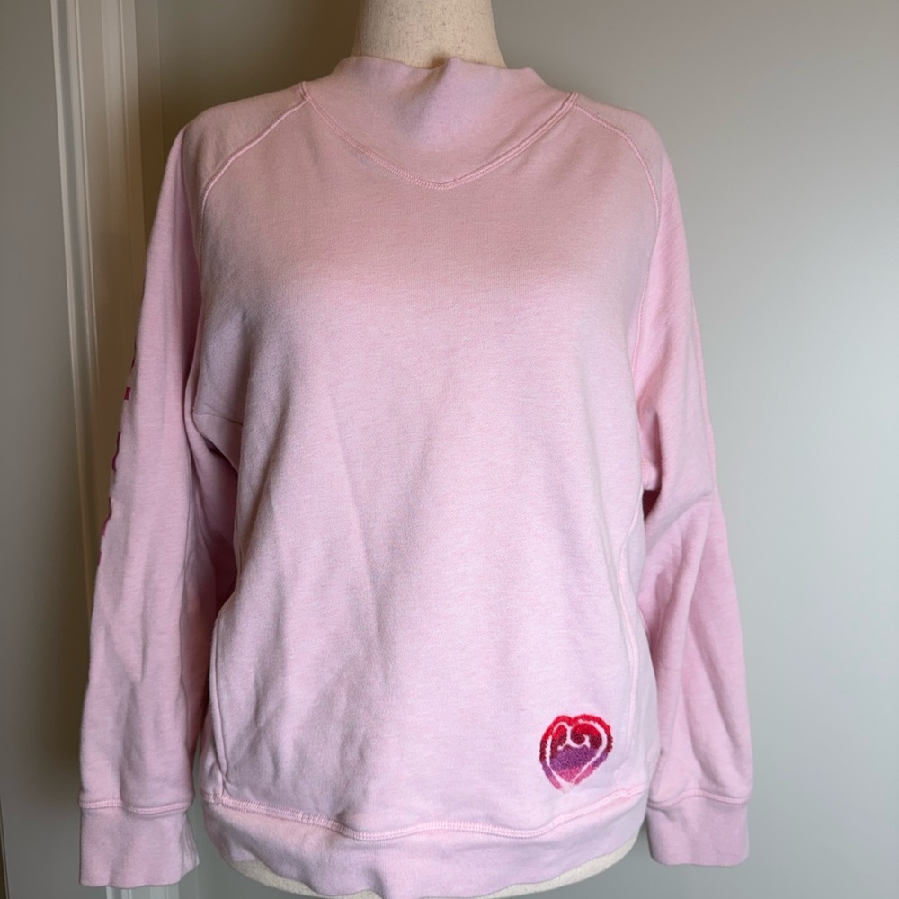 G/FORE Size L Light Pink Mock Sweatshirt with Heart Embroidery